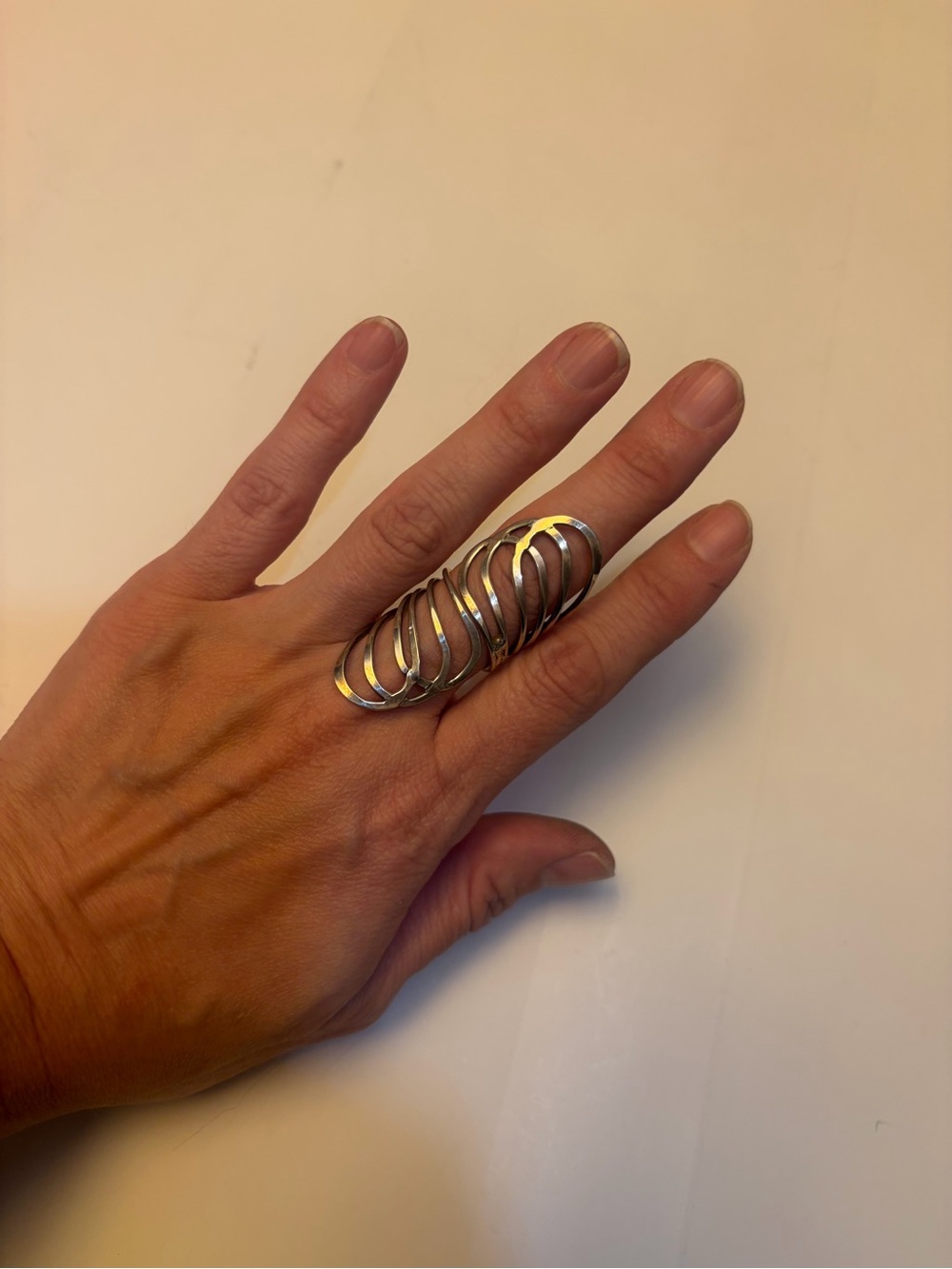 925 Sterling Silver Oversized Openwork Statement Ring Size 9 Modernist Sculptura - Picture 7 of 7
